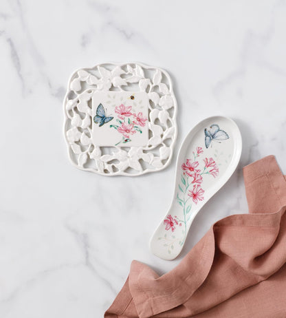 Lenox Butterfly Meadow Porcelain Trivet, 7 Inch