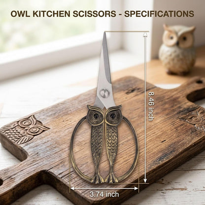 XSNBRD All Purpose Kitchen Scissors, Pearl Gold Stainless Owl Shears.