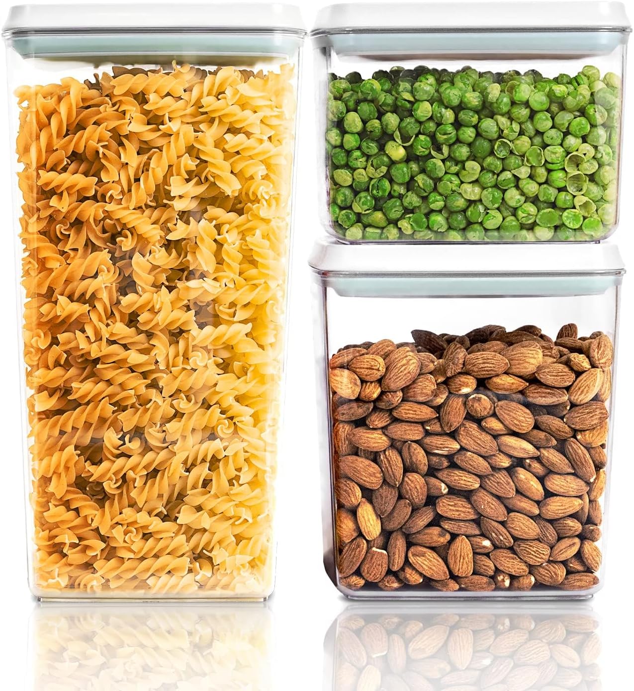 Airtight Food Storage Containers, 5 PCS Clear Pantry Organizers, BPA-Free Stackable Canisters with Measurement Marks & Pop-Top Lids for Cereal, Flour, Sugar, Rice, Pasta & Dry Food