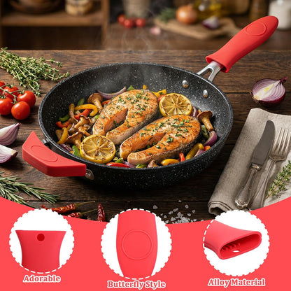 2Pcs Lodge Silicone Pan Handle Sleeve,Silicone Hot Handle Holder