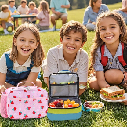 RHCPFOVR Kids Lunch Bag - Insulated Lunch Box for Boys Girls,Washable Lunch Bag and Reusable Toddler Leak-proof Lunchbox for School and Daycare - Colors B