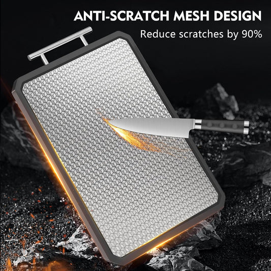 Titanium Cutting Boards for Kitchen, Scratch-Resistant Large Chopping Board with Juice Groove, Titanium and Wheat Straw PP, Includes Onion Holder & Crinkle Cutter