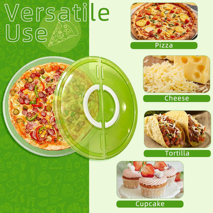 2 Pack 12 Inch Food Storage Container with Lid and Handle, Round Plastic Pizza Slice Storage Container, Reusable Pie Carrier Keeper for Food Cake Cheesecake, Clear