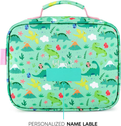 mibasies Kids Lunch Box for Girls Toddler, Insulated and Reusable Lunch Bag for School, Pink Rainbow