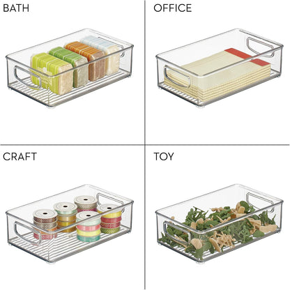 iDesign Stackable Pantry Bins with Handles, 4 Small and 4 Medium Bins, 8 Pack, Clear, Made in USA
