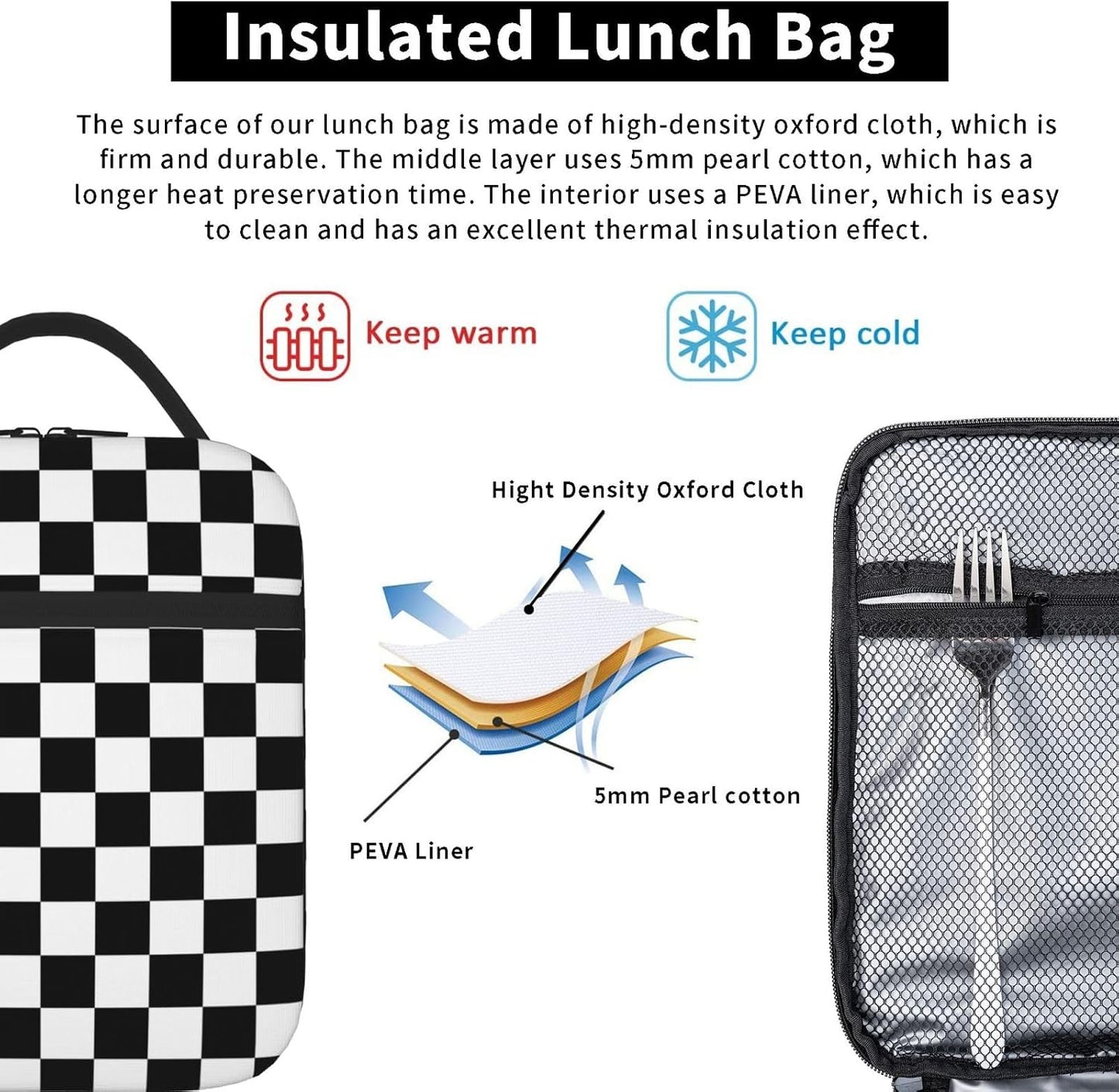 70s Retro Mushroom Floral Insulated Lunch Bag Reusable Cooler Lunch Box Portable Leakproof Thermal Container Tote Bags for Girls Boys School Travel