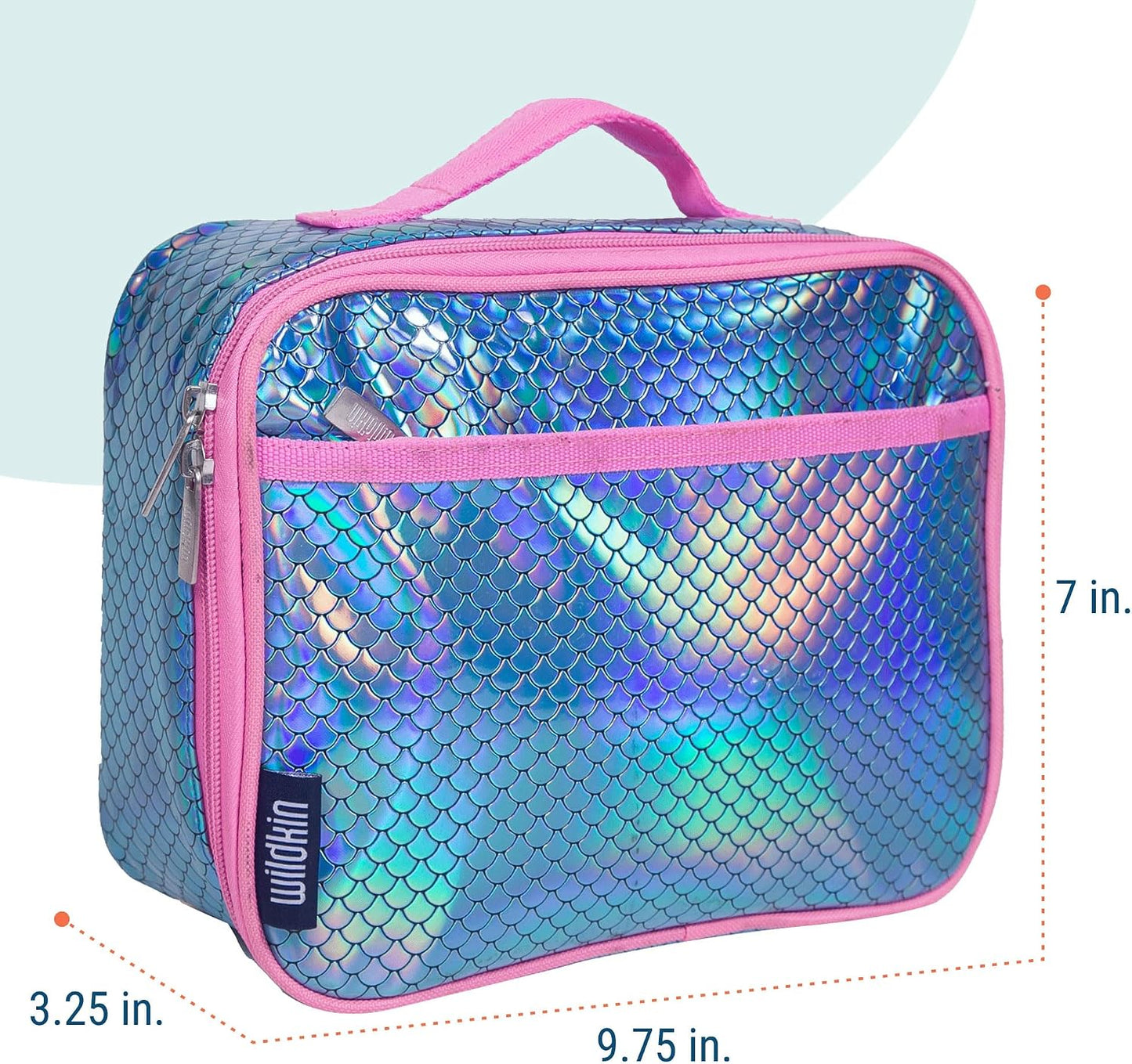 Wildkin Kids Insulated Lunch Box, Keeps Food Hot or Cold, BPA-Free with Mesh Pockets & Easy-Clean Lining – Ideal for School, Travel & Daycare – Holographic