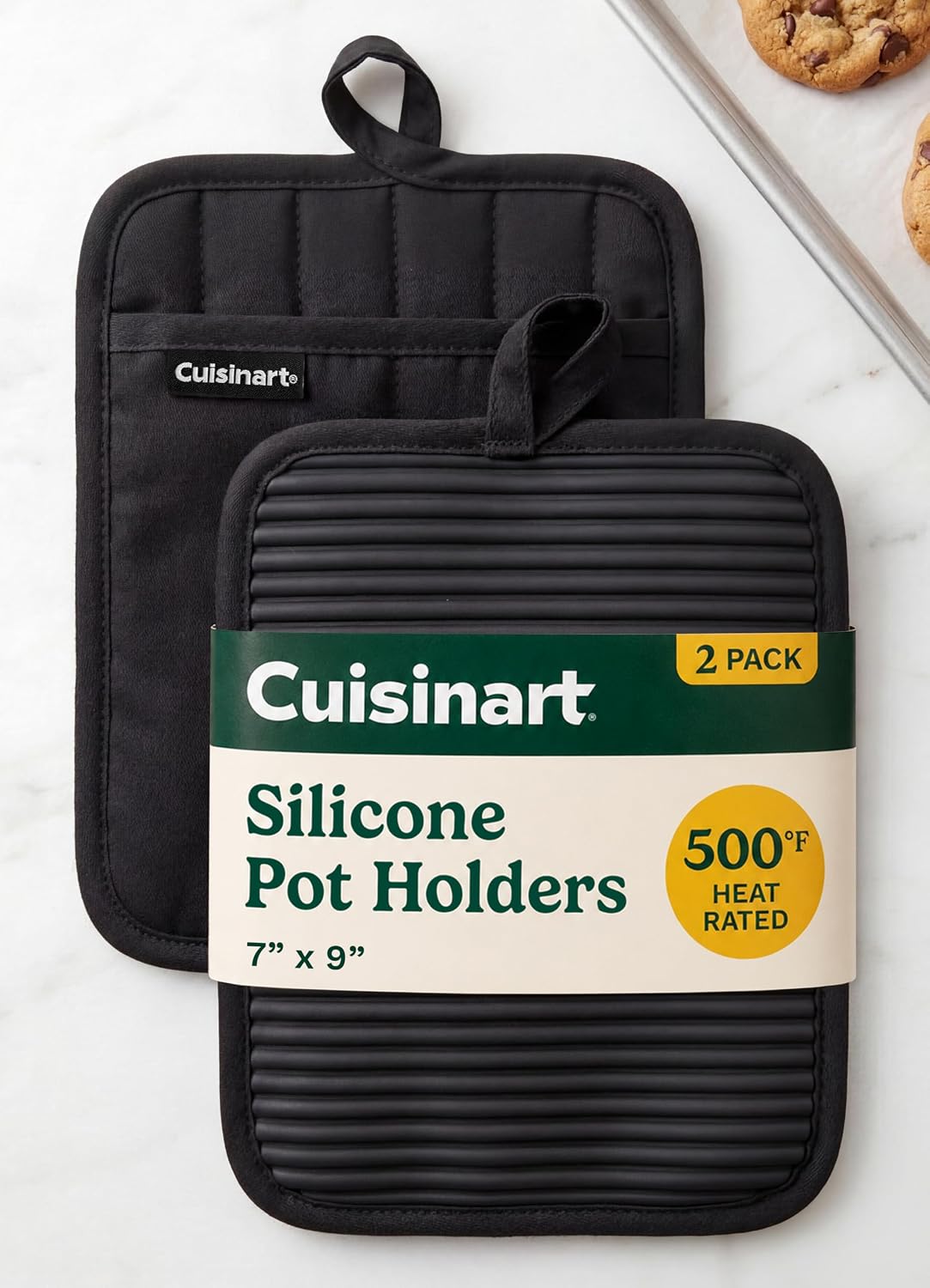 Cuisinart Silicone Pot Holders, Set of 2 7"x9", Heat Resistant 500F