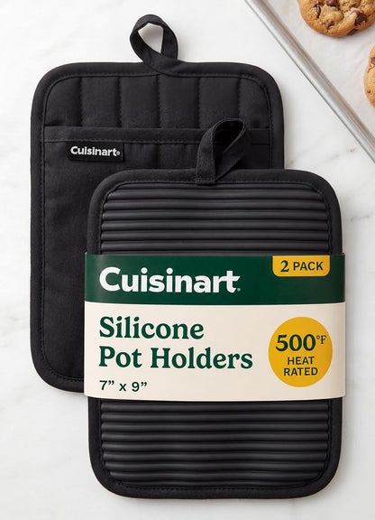 Cuisinart Silicone Pot Holders, Set of 2 7"x9", Heat Resistant 500F