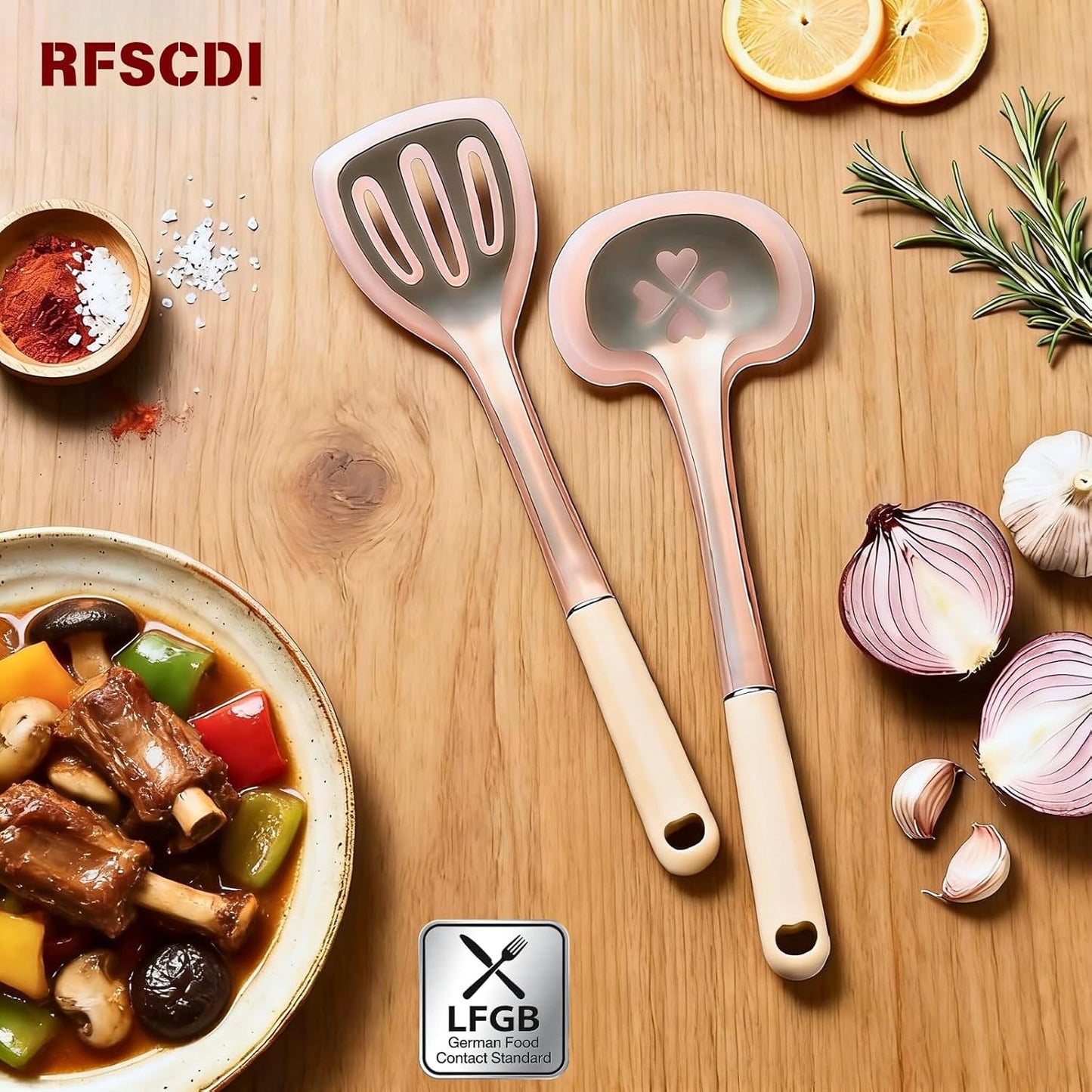 Exquisite Silicone Cooking Utensils Set - Non-Toxic, Heat-Resistant Kitchen Utensils Set with Food-Grade Silicone & Wood Handles - Includes Spatula & Spoon for Non-Stick Cookware, Black