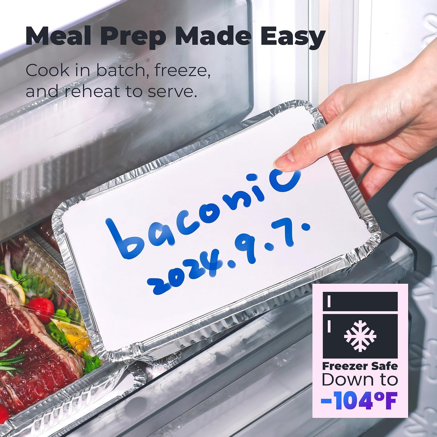 Fit Meal Prep 100 Pack 2.25 lb Aluminum Foil Pans with Lids, Disposable Take Out Food Containers with lids for Freshness and Spill Proof, 8.5 x 6 x 2 Disposable Cookware for Catering, Restaurants