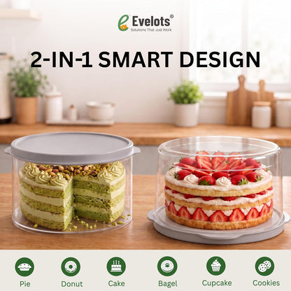 Evelots Pie Container with Lid, 11-Inch, Clear, BPA-Free