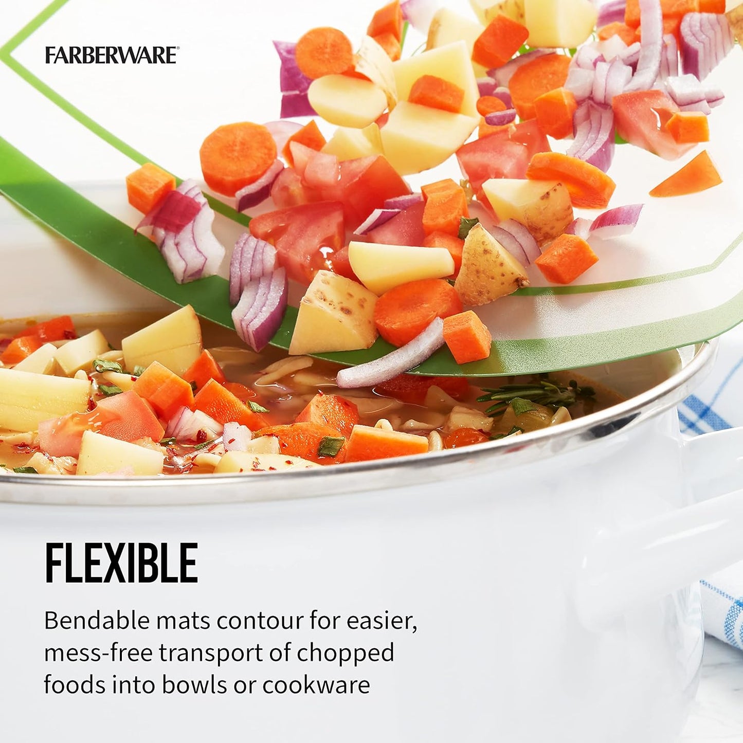 Farberware Flexible Cutting Mats with Food Icons, 11-Inch-by-15-Inch, Set of 4