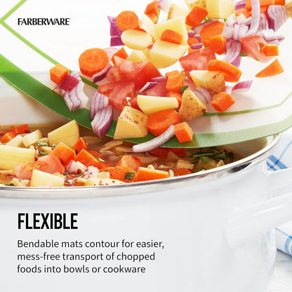 Farberware Flexible Cutting Mats with Food Icons, 11-Inch-by-15-Inch, Set of 4