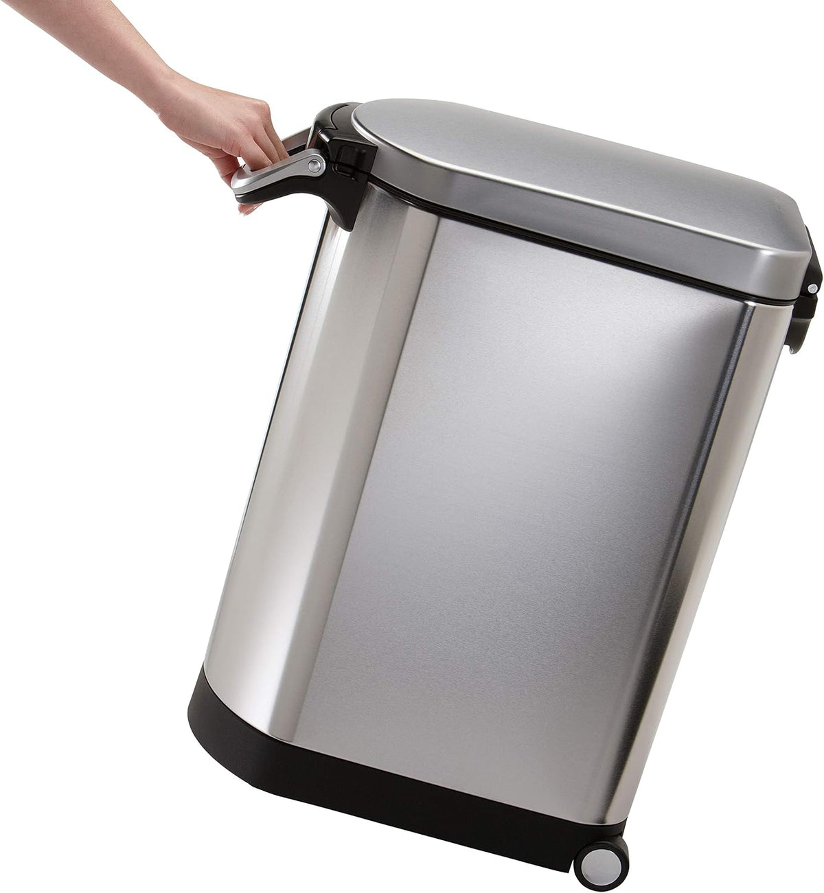 simplehuman 25 Liter, 27 lb / 12.2 kg Medium Pet Food Storage Container for Dog Food, Cat Food, and Bird Feed, Alloy Steel, Matte Black