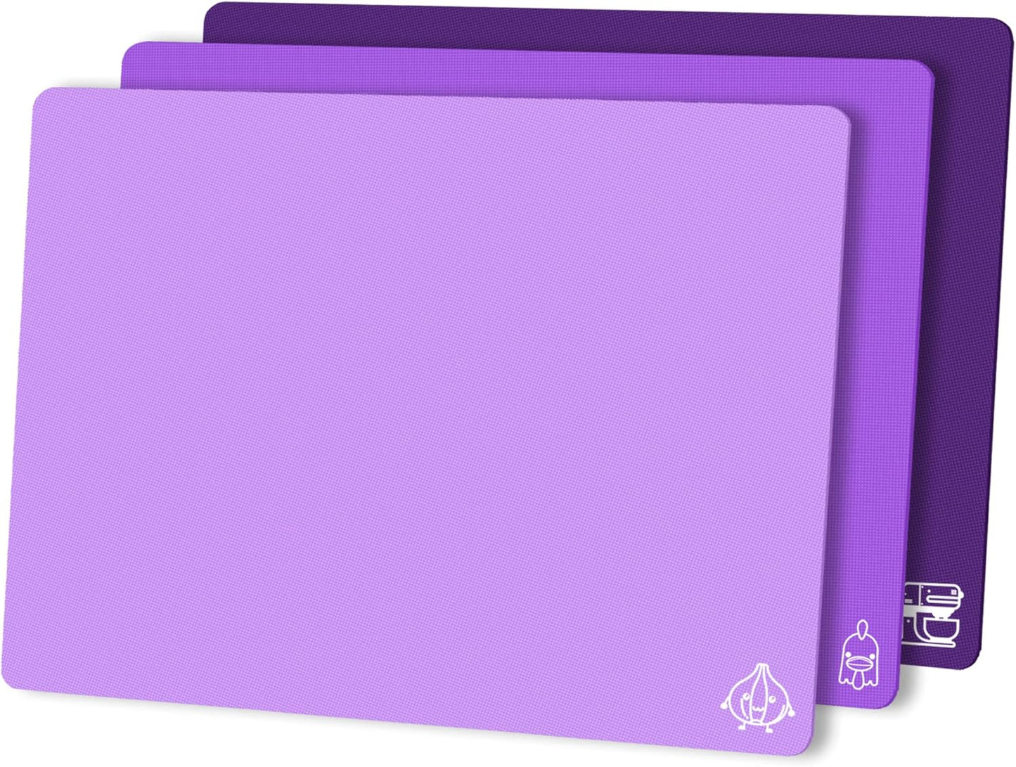 ZVP Flexible Plastic Cutting Board Set of 3 Gradient Color, Colorful Chopping Boards, BPA Free Mats, Non Slip, Dishwasher Safe, 15x12 Inch, Pink Multi-Color