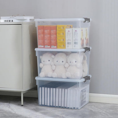 Citylife 32 QT Plastic Storage Bins with Latching Lids Stackable Storage Containers for Organizing Large Clear Storage Box for Garage, Closet, Kitchen, 4 Packs