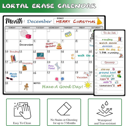 Magnetic Dry Erase Refrigerator Calendar with Markers - 15" x 11" Monthly Fridge Calendar and Today List, Fridge Whiteboard with Back Magnet