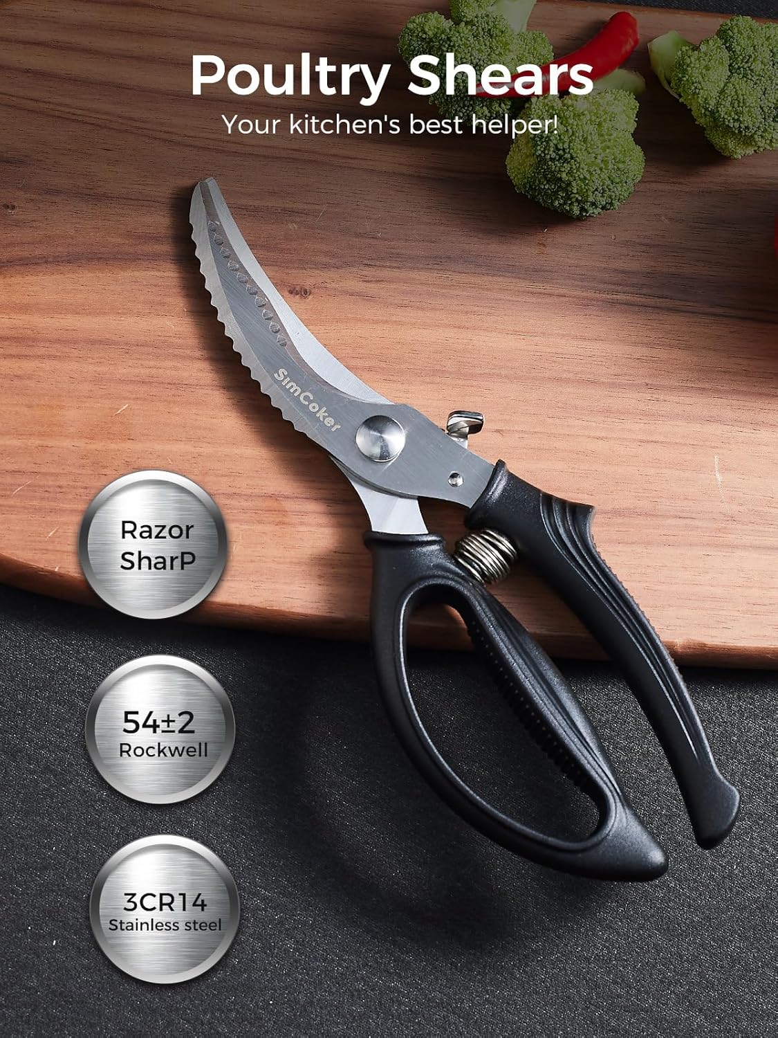 Kitchen Scissors, Forged Stainless Steel Heavy Duty Kitchen Shears, Dishwasher Safe Cooking Scissors for Meat, Poultry & Vegetables