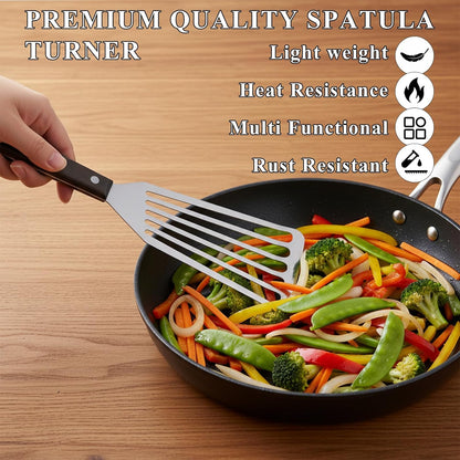 2Pcs Fish Spatula Stainless Steel, Slotted Spatula Durable Lightweight Fish Turner Flexible Metal Spatula for Flipping Fish Eggs Steaks Burgers Cooking and Baking