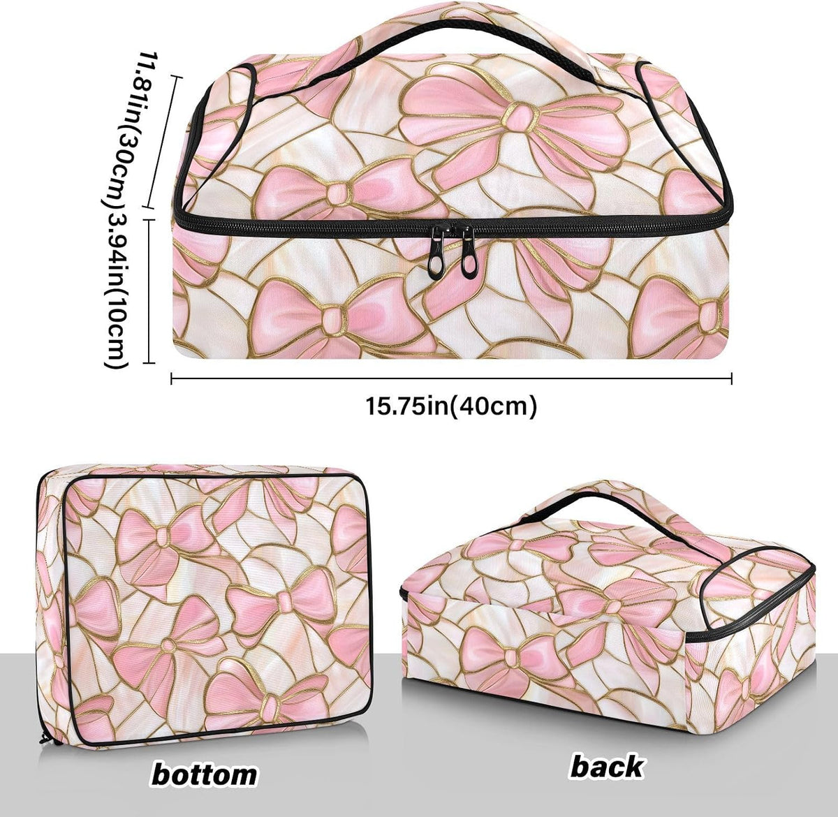 Casserole Carrier Insulated Yellow Lemon Blue Bows Dish 9x13 with Lid Party Travel Warmer Bag for Hot or Cold Food Lasagna Pizza Holder Tote - Colors B