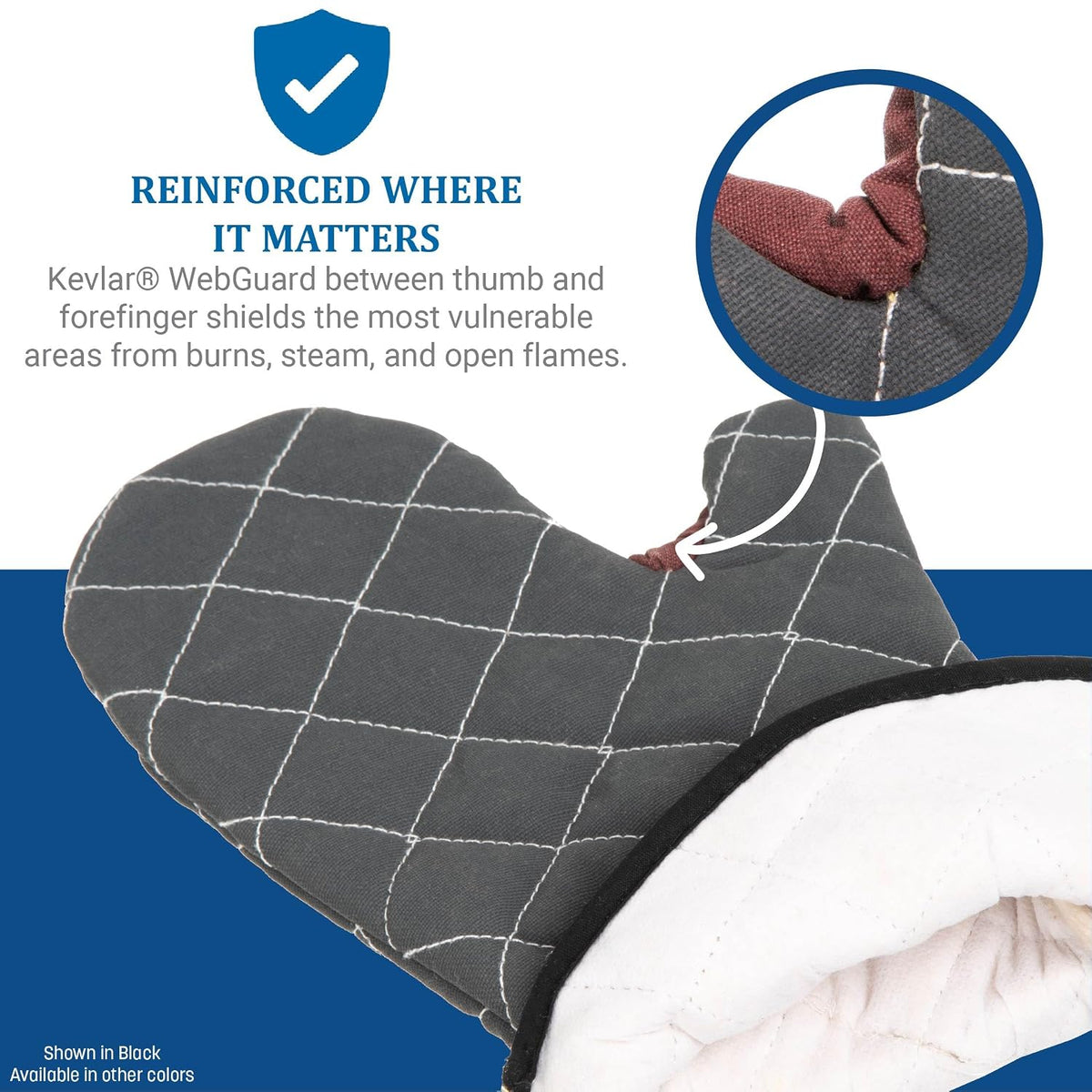 Oven Mitts, San Jamar BestGuard, Professional Grade, 15", Pair, Black