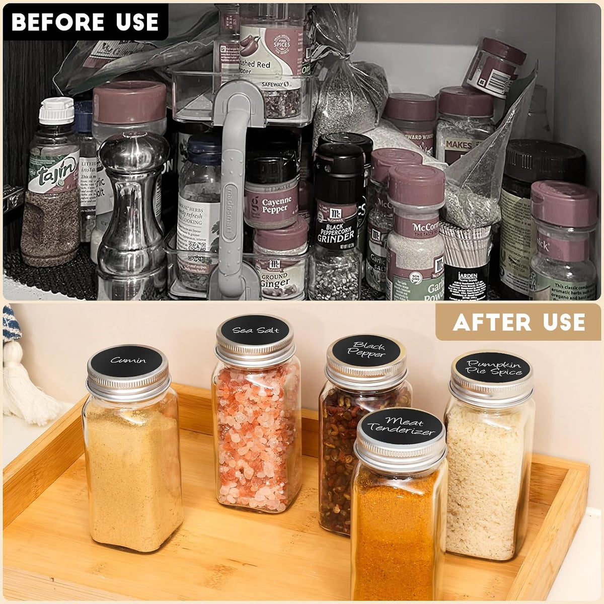 DIDITIME Spice Jars with Label, 4oz Empty Square Seasoning Containers