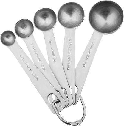 18/8 Stainless Steel Measuring Cups and Spoons Set of 11, Metal Measuring Cups with 1/8 Measuring Cup Set, Dry Measure Cup and Spoon Set for Kitchen and Baking