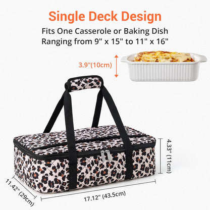 Insulated Casserole Carrier Portable Food Tote for Hot or Cold – Fits 9"x13" Baking Dish, Lasagna Holder for Parties, Picnic, Travel, Beach - Black