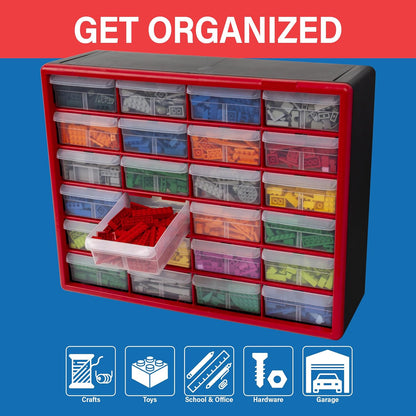 Akro-Mils 44-Drawer Plastic Drawer Storage Cabinet for Garage Organization, Bead Organizer, Building Bricks Storage, Teacher Toolbox, Makeup Organizer, 20" W x 6" D x 16" H, 10144 Black