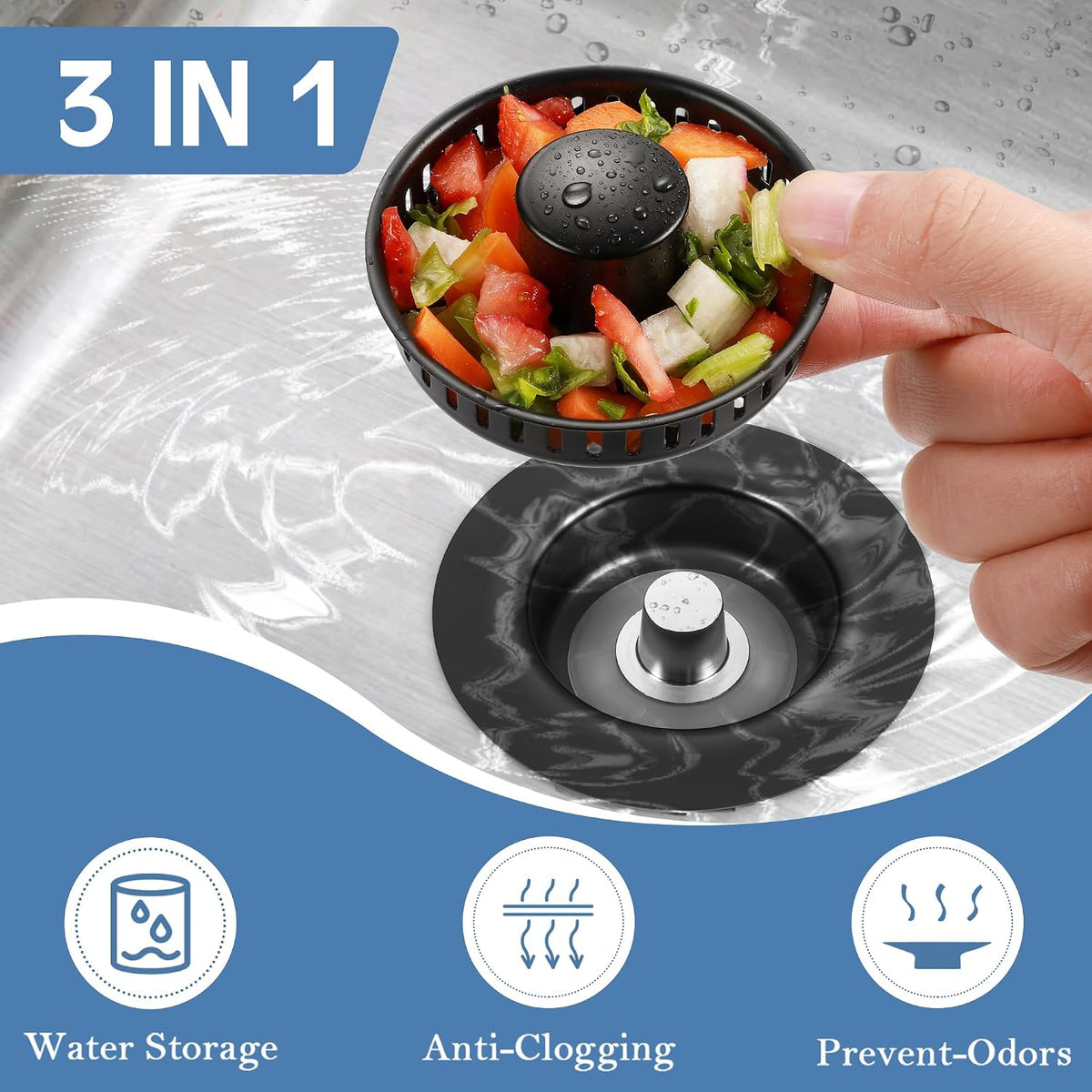 TGOSOMT Kitchen Sink Drain Strainer Stopper
