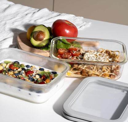 Glass Food Containers with Glass Lid, Microwave Safe Food Storage Container Set, 4 Pack of 35oz, Large Size Airtight Storage Set with Leak Proof Lids, Meal Prep Containers