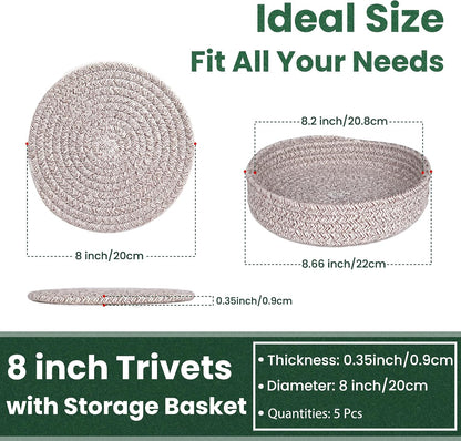8 Inch Trivets for Hot Dishes, Hot Pots and Pans, 6 Pcs