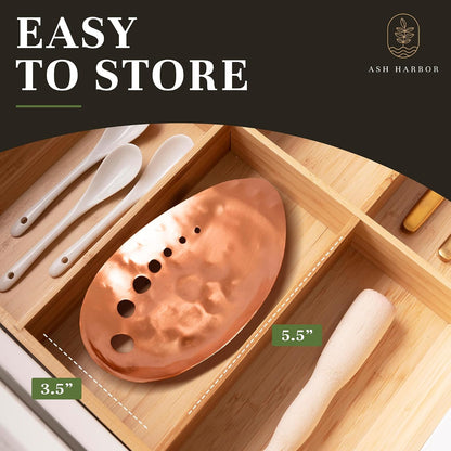 Copper Herb Stripper Bowl - Handmade, 7 Hole Sizes, Catches Herbs
