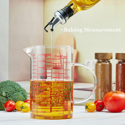 Ackers BORO3.3 Measure Glass -[Insulated handle | V-Shaped Spout]-Made of High Borosilicate Glass Measuring for Kitchen or Restaurant, Easy to Read, 60 ML (2 Oz) 丨(2 Pack)