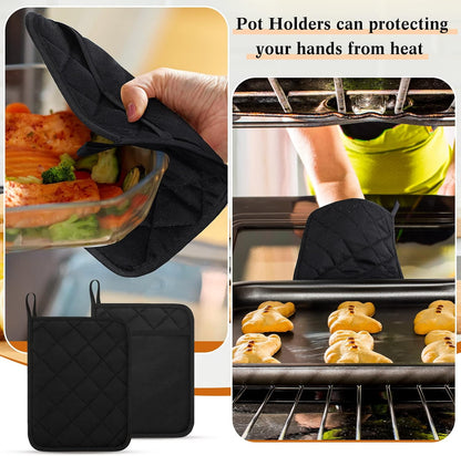 Hoolerry 7''x 9'' Sublimation Pot Holders with Pocket, Black