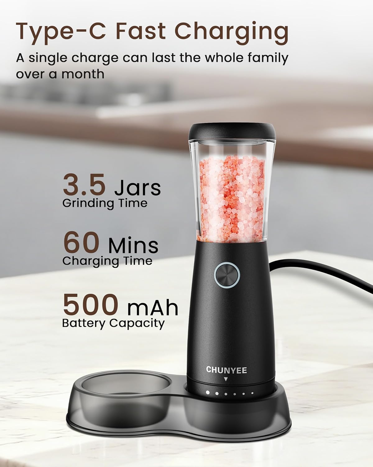 Electric Salt and Pepper Grinder Set - Automatic Stainless Steel Rechargeable Salt and Pepper Grinder Set with Storage Base, Large Capacity, LED Light & Adjustable Coarseness, Ideal Kitchen Gadget