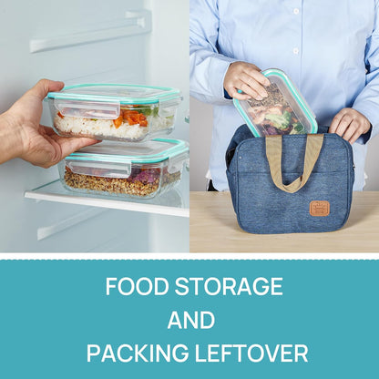 Vtopmart 10 Pack 35oz Glass Food Storage Containers with Lids, Meal Prep Containers, Airtight Reusable Lunch Container Set, Safe for Oven, Microwave, Freezer, and Dishwasher, Grey