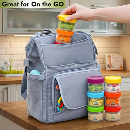 ARSUK 4Oz Glass Food Storage Containers with Snap-On BPA-Free Lids 12 Pack - Small Glass Jars for Sauce, Spices, Meal Prep - Reusable & Dishwasher Microwave Fridge Freezer Safe
