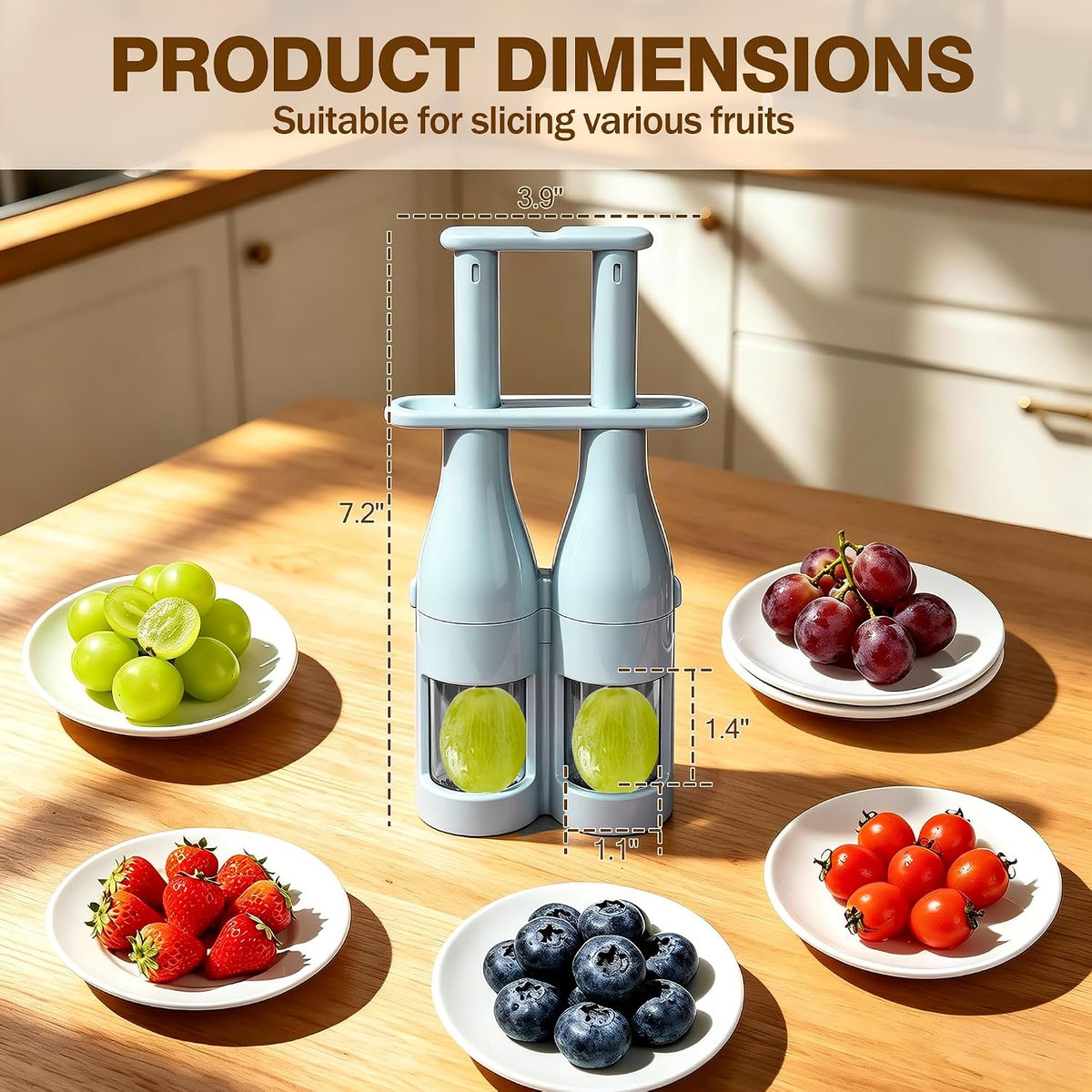 Double Barrel Grape Cutter for Toddlers, Slicer Tool for Fruits & Veggies