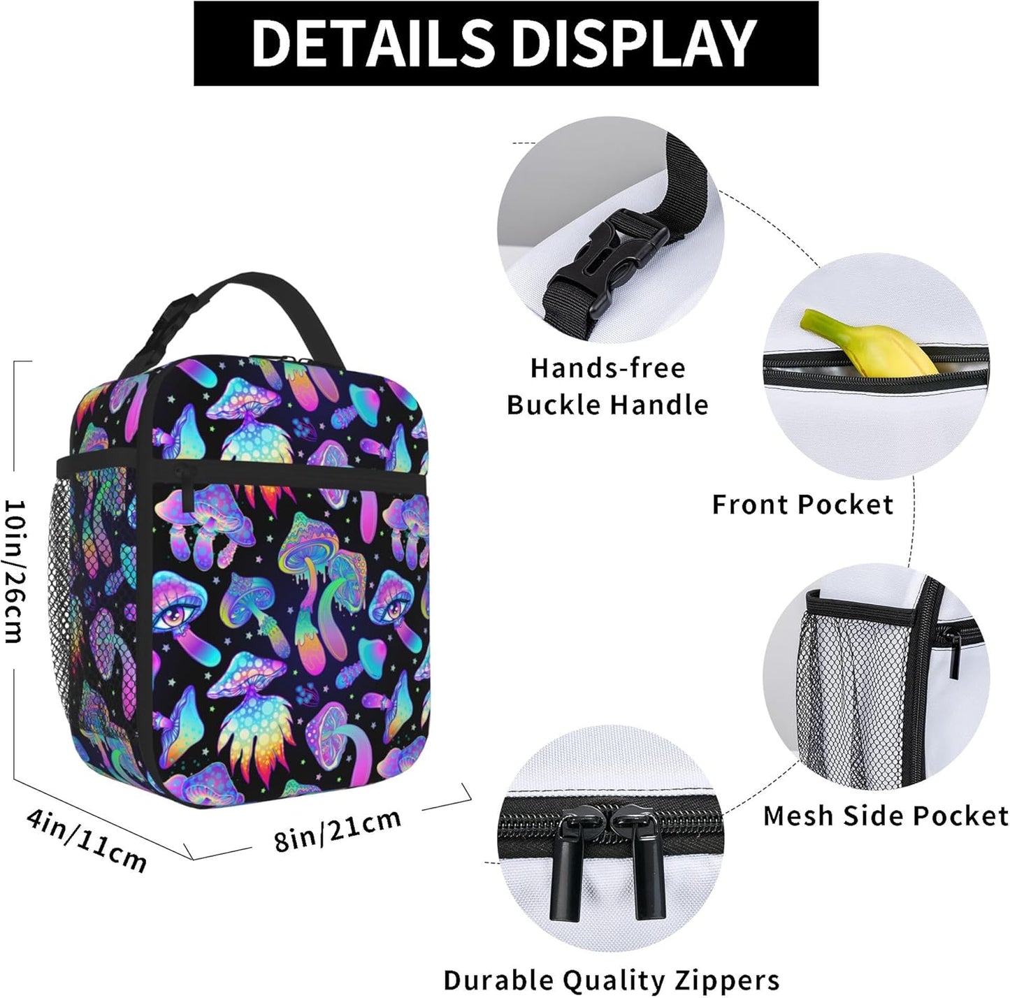 Dinosaur Volcano Insulated Lunch Bag for Women & Men, Reusable Leak-Proof Lunch Box with Cooler Compartment, Lunch Tote for Adults Work Travel Picnic Durable & Washable