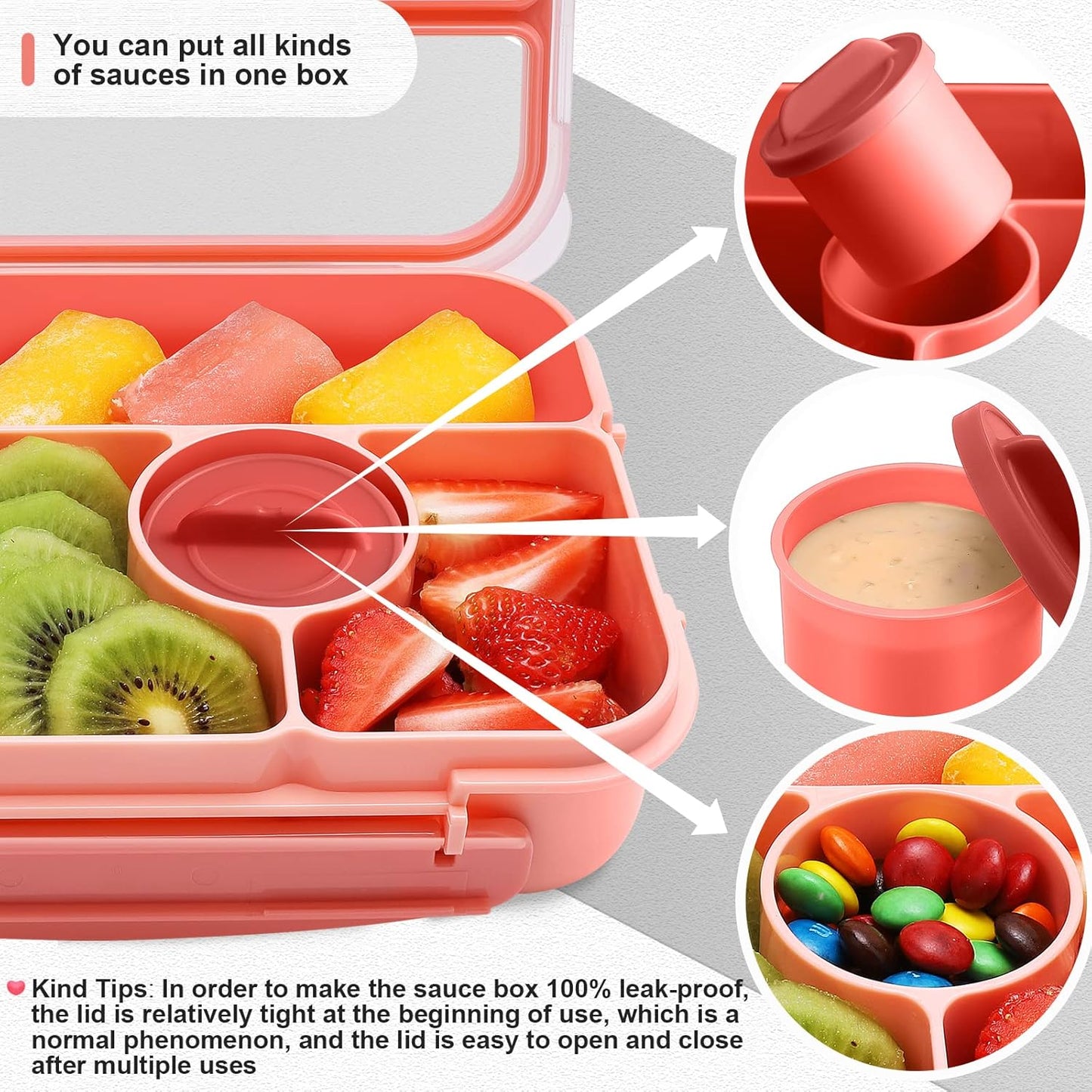 Amathley Bento Box Adult Lunch Box Kids,Lunch Containers for Adults/Kids/Toddler,5 Compartments Bento Lunch Box with Sauce Vontainers,Microwave & Dishwasher & Freezer Safe,BPA-Free (Blue)