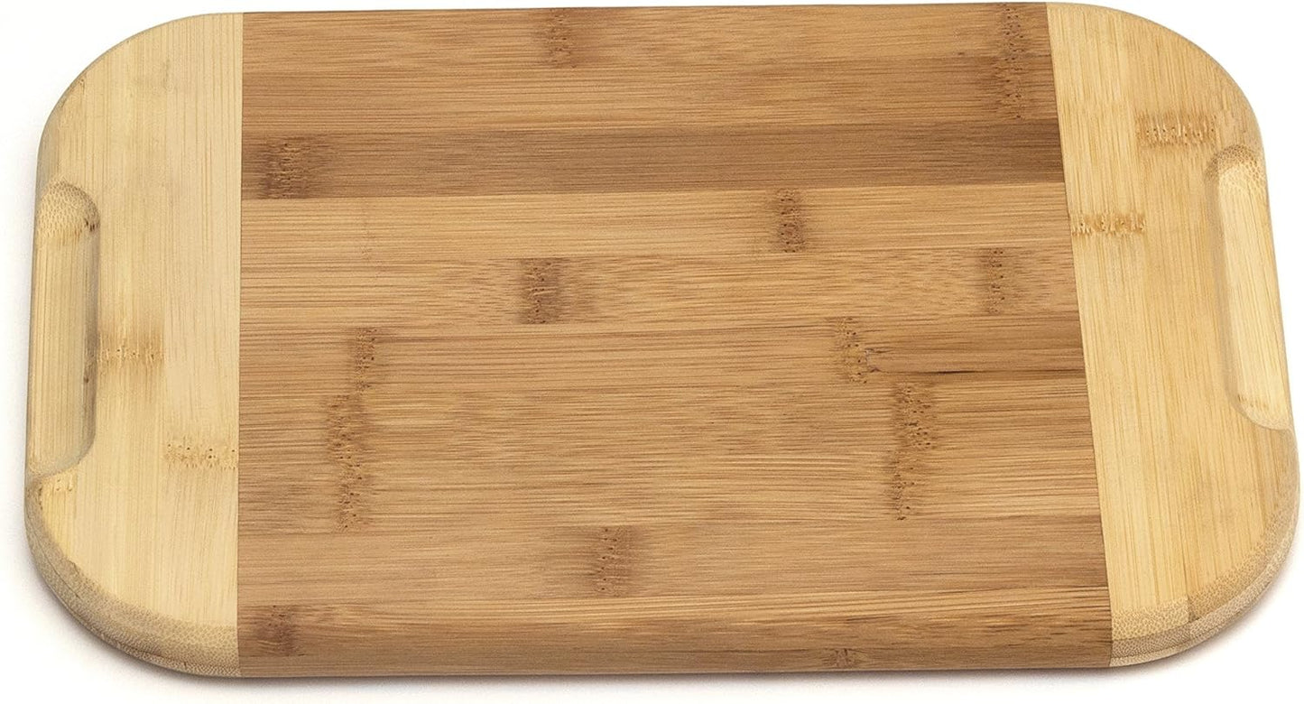 Lipper International Bamboo Wood Two-Tone Kitchen Cutting and Serving Board, Small, 7 3/4" x 6" x 1/4", Set of 2