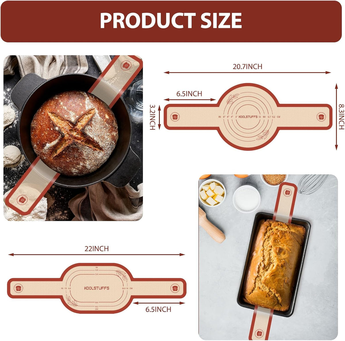 Koolstuffs Silicone Baking Mat, Nonstick and Reusable, 3 Pack