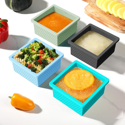 Silicone Freezer Molds for Soup Cube - 2-Cup Freezer Storage Container Tray with Lid,4 Pack Stackable Ice Cube Trays for Portion Control,Food Storage Meal Prep,Oven & Dishwasher Safe