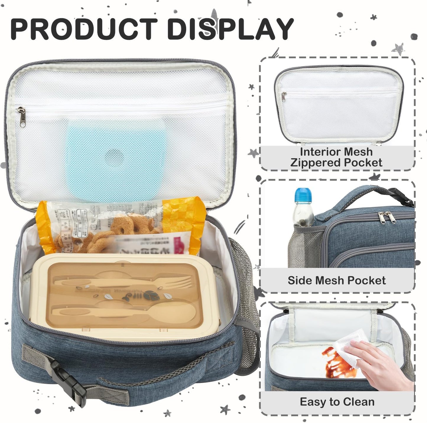 FlowFly Kids Lunch box Insulated Soft Bag Mini Cooler Back to School Thermal Meal Tote Kit for Girls, Boys, Astronaut - Colors A