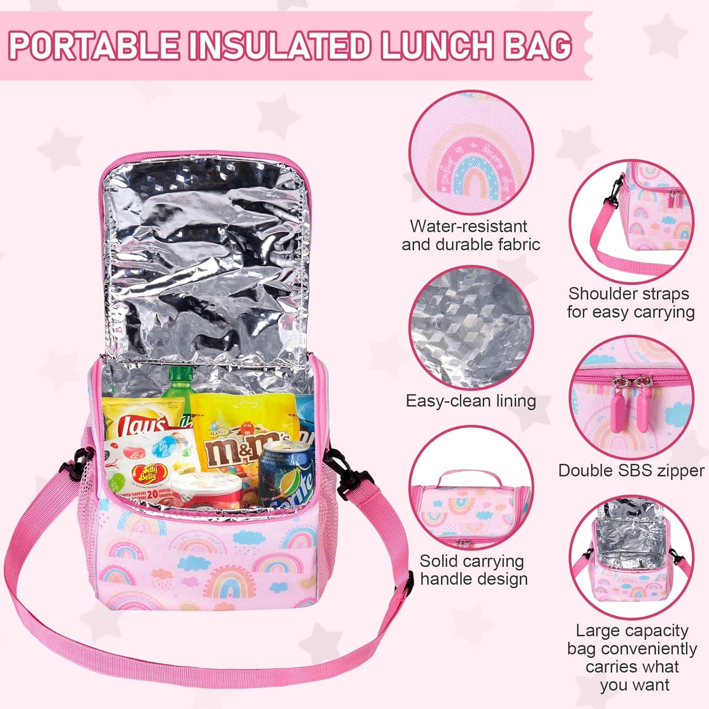 Bento Lunch Box for Kids with 17oz Soup Thermo,Insulated Tumbler Water Bottle and Insulated Lunch Bag,Leak-Proof 3 Compartment Lunch Food Container with Ice Pack for Kids to School-Horse