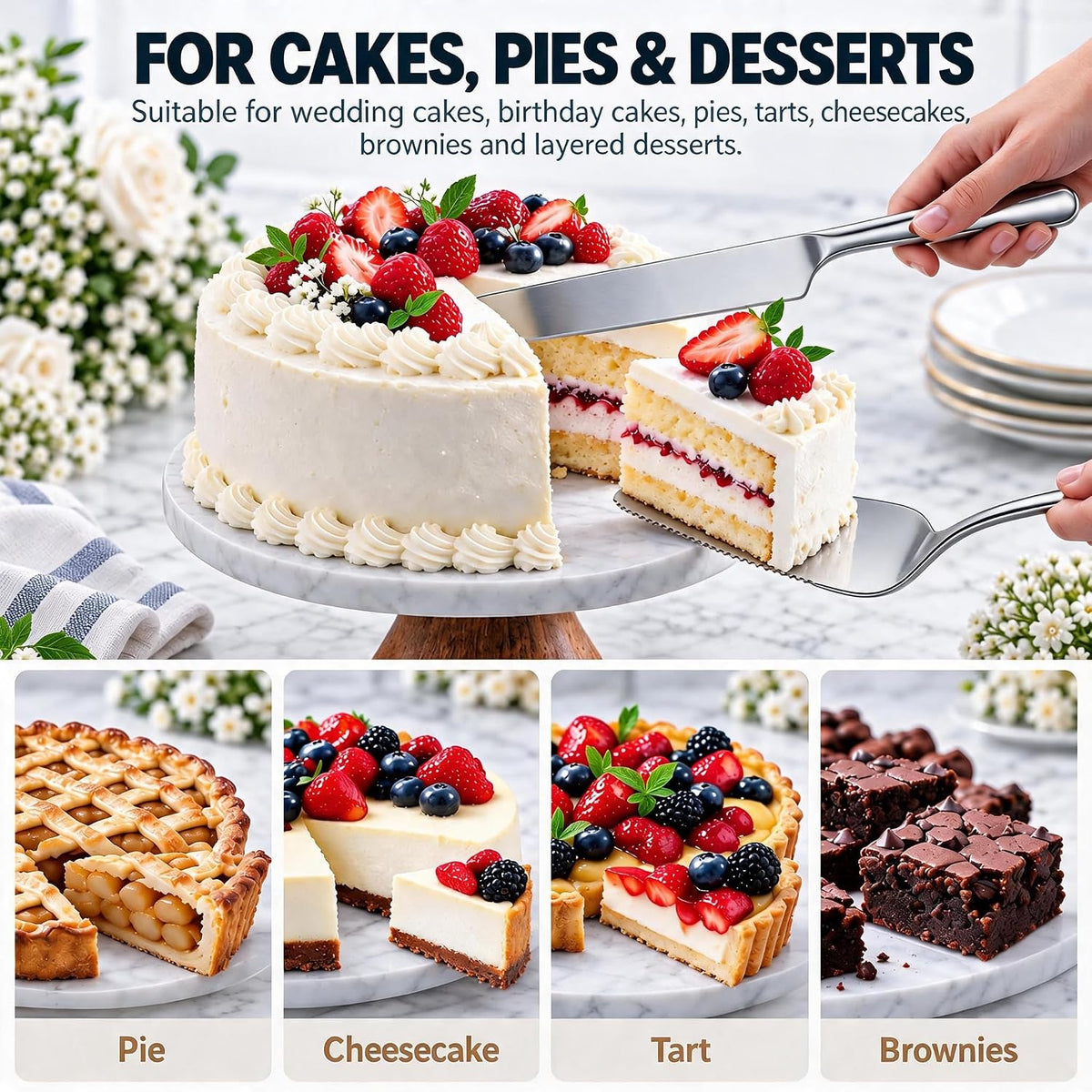 2-Piece Cake Knife and Server Set with Serrated-Edge Server