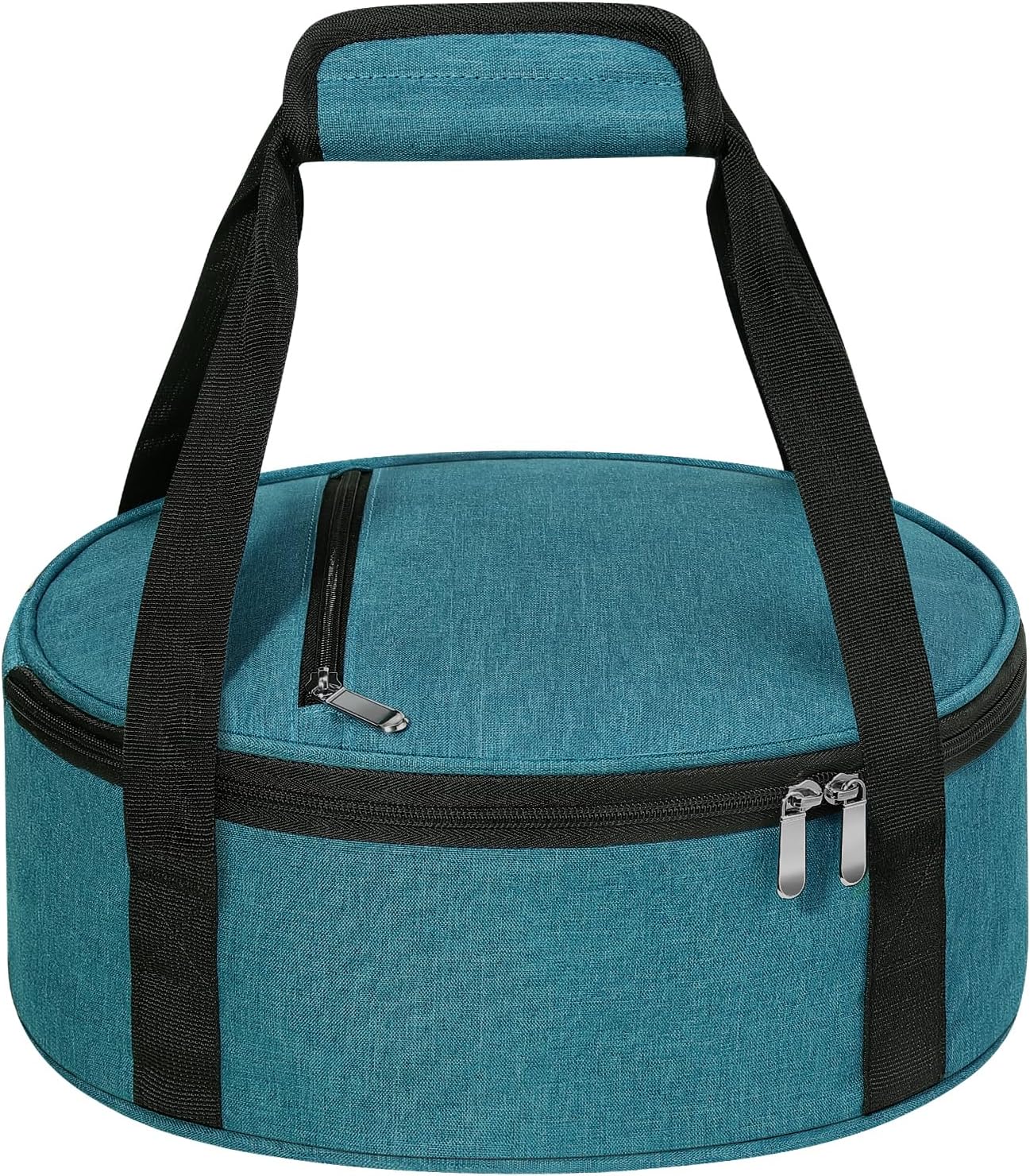Round Insulated Casserole Carrier – 12" Portable Pie Carrier Bag for Hot or Cold Food, Leakproof Thermal Lunch Tote with Handle for Parties Picnic & Travel - Grey