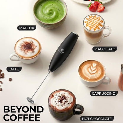 Zulay Kitchen Rechargeable Milk Frother Handheld - Frother Wand, Drink Mixer, Electric Whisk Frother, for Cappuccinos, Matcha & Protein Powder - Dynamic 3 Whisk, 3 Speed 500mAh Black - Colors B